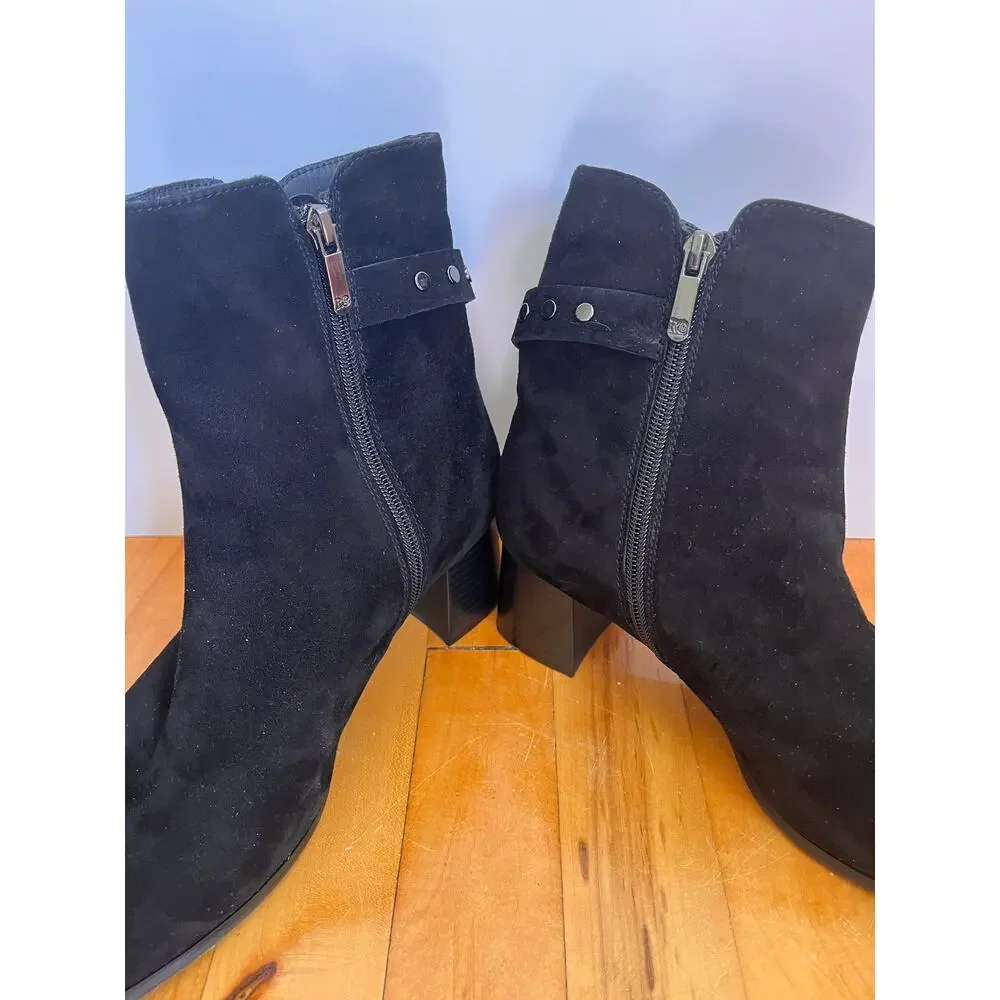 Regarde Le Ciel Ines Bootie Black Suede Silver Buckle NWOT 40 EU 9.5 US